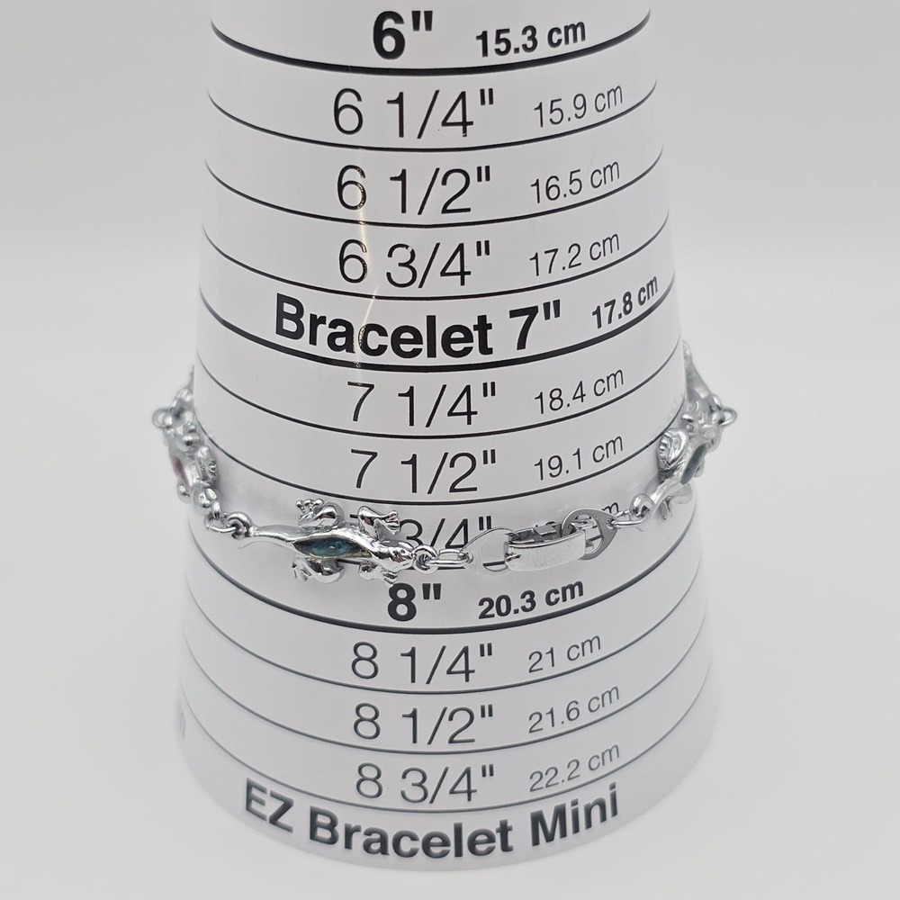 Vintage S-80 Lizard Bracelet Multi-Colored Resin Silver‎ Plate 8" FREE $HIPPING! - Picture 13 of 14